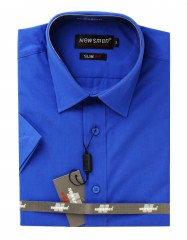               Newsmen Slim Kurzarmhemd - Königsblau Einfarbige Hemden