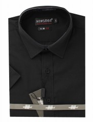               Newsmen Slim Kurzarmhemd - Schwarz Einfarbige Hemden