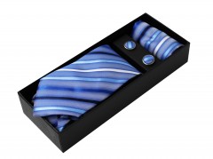   Newsmen Krawatte Set - Blau gestreift Krawatten