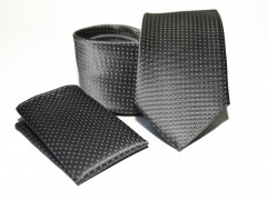 Premium Krawatte Set - Dunkelgrau gepunktet Krawatten