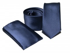       Rossini Slim Krawatte Set - Blau Unifarbige Krawatten