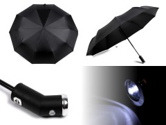 Regenschirm für Herren faltbar mit LED-Licht im Griff 