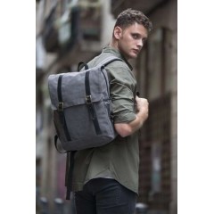                                               Kimood unisex Canvas-Rucksack Mit Klappe Herren Tasche, Geldbörse