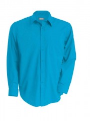 Popeline Comfort fit Hemd langarm - Türkis Einfarbige Hemden