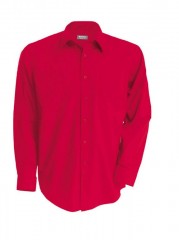 Popeline Comfort fit Hemd langarm - Rot Einfarbige Hemden