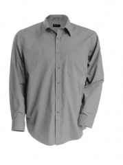 Popeline Comfort fit Hemd langarm - Grau Einfarbige Hemden