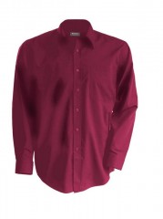 Popeline Comfort fit Hemd langarm - Bordeaux Einfarbige Hemden