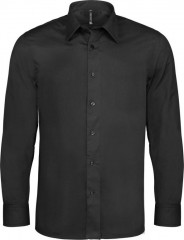 Baumwolle elastishes Langarmhemd - Schwarz Einfarbige Hemden