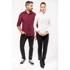 Baumwolle elastishes Langarmhemd - Bordeaux Einfarbige Hemden