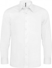 Baumwolle elastishes Langarmhemd - Weiß Einfarbige Hemden
