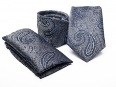 Premium Krawatte Set - Silber gemustert 