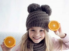 Wintermütze für Kinder mit Pompons 