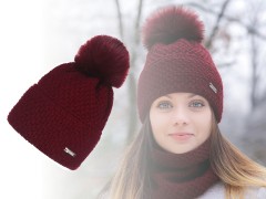  Wintermütze für Damen mit Bommel 