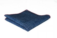             Einstecktuch aus 100% Baumwolle - Jeansblau-rot Einstecktücher