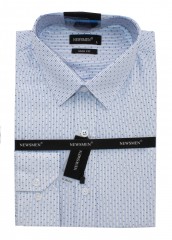                            NM Slim Langarmhemd - Hellblau gepunktet Gemusterte Hemden