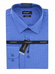                             NM 80% Baumwolle Slim Langarmhemd - Blau gepunktet Slim/Smart Fit