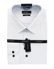                             NM 80% Baumwolle Slim Langarmhemd - Weiß Gemusterte Hemden