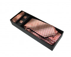    Marquis Slim Krawatte Set - Lachs gestreift Krawatten