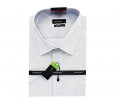 Newsmen Comfort Fit elastisches Kurzarmhemd - Weiß gepunktet Comfort Fit