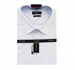 Newsmen Comfort Fit elastisches Kurzarmhemd - Weiß gepunktet 