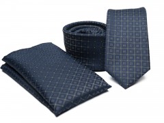       Rossini Slim Krawatte Set - Blau gemustert Sets