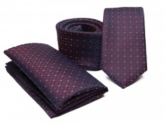       Rossini Slim Krawatte Set - Bordeaux gemustert Kleine gemusterte Krawatten