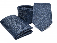 Premium Krawatte Set - Blau geblümt 