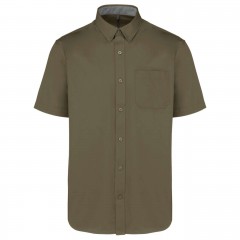        Comfort fit langarm Hemd - Khaki Einfarbige Hemden