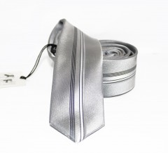          NM Slim Krawatte - Silber gestreift 
