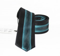          NM Slim Krawatte - Schwarz-türkis Gestreifte Krawatten