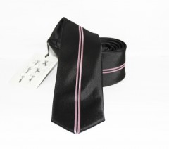          NM Slim Krawatte - Schwarz-rosa Gestreifte Krawatten