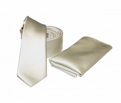    NM Satin Slim Krawatte Set - Creme Krawatten