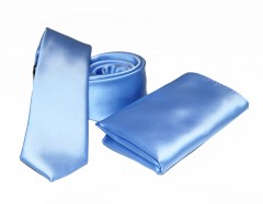    NM Satin Slim Krawatte Set - Hellblau Unifarbige Krawatten