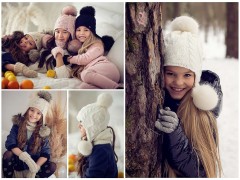  Wintermütze für Mädchen mit Pompons Kinder Schals, Mützen,Handschuhe