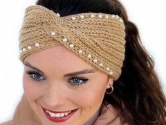   Damen Winter Stirnband mit Perlen Hut, Mütze