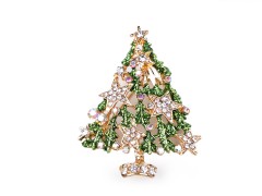 Brosche mit geschliffenen Steinchen Weihnachtsbaum Brosche, Reversnadel