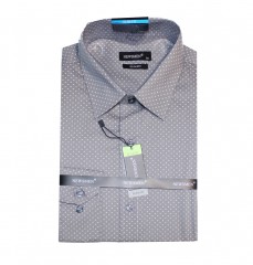                          Newsmen elastisches schmales Hemd - Grau gepunktet Slim/Smart Fit