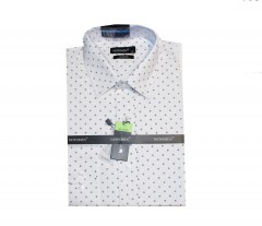                          Newsmen elastisches schmales Hemd - Weiß gepunktet Slim/Smart Fit