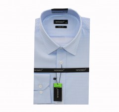                          Newsmen elastisches schmales Hemd - Hellblau gemustert Slim/Smart Fit
