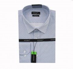                          Newsmen elastisches schmales Hemd - Hellblau gepunktet Slim/Smart Fit
