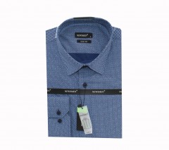                          Newsmen elastisches  schmales Hemd - Blau gepunktet Slim/Smart Fit