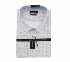                          Newsmen elastisches  schmales Hemd - Weiß gepunktet Slim/Smart Fit