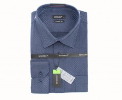                          Newsmen elastisches Comfort Fit Hemd - Blau gemustert Langarmhemden