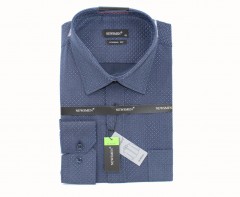                          Newsmen elastisches Comfort Fit Hemd - Blau gemustert Gemusterte Hemden