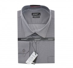                          Newsmen elastisches Comfort Fit Hemd - Grau gemustert Langarmhemden