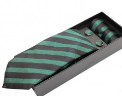  Newsmen Krawatte Set - Grün gestreift Krawatten