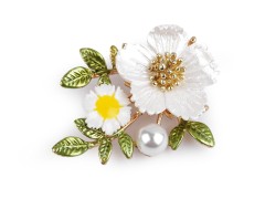   Brosche mit Perle Blumen Brosche, Reversnadel