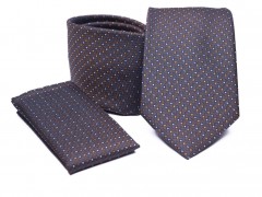           Premium Krawatte Set - Dunkelgrau gepunktet 