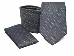           Premium Krawatte Set - Dunkelgrau gepunktet Sets