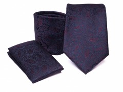           Premium Krawatte Set - Rot-blau geblümt 